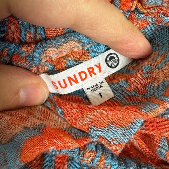 SUNDRY Anthropologie Saanvi Floral Two Piece Crop Top and Boho Skirt - Picture 6 of 8